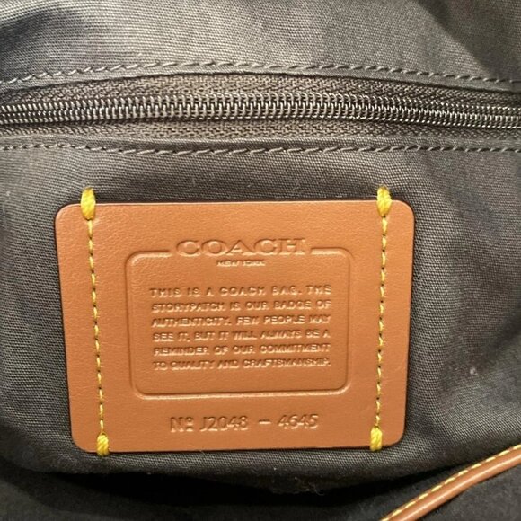 Auth COACH Signature 4645 Dark Brown Light gray Leather Jacquard - Shoulder Bag - Picture 9 of 12